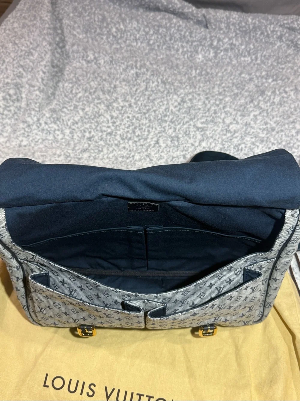 Louis Vuitton Gray Monogram Messenger with Black Straps